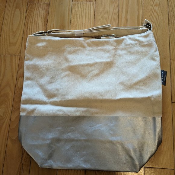 BAGGU Bags Nwt Baggu West Elm Dipped Metallic Silver Waxed Canvas